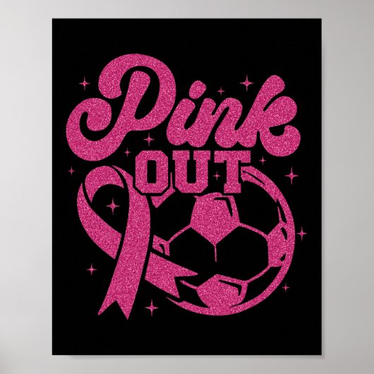Roze Voetbal Borstkanker Pink Out Kick For A Cure Poster (Voorkant)