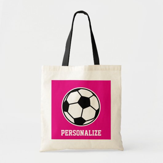 Roze voetbal canvas tas voor meisjesteam en coach (Voorkant)