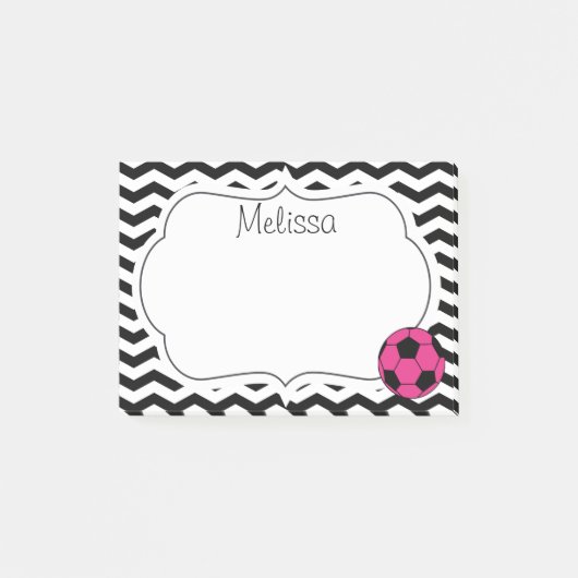 Roze Voetbal Chevron Monogram Post-it Notes (Voorkant)