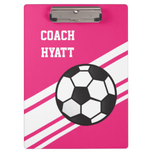 Roze Voetbal coach - Aangepast klembord