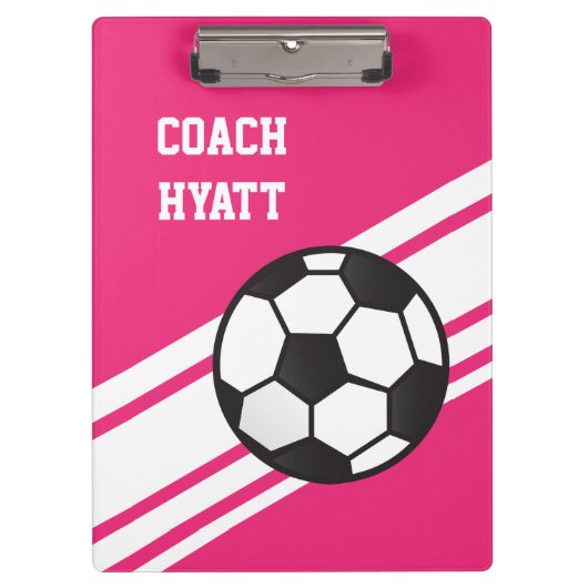 Roze Voetbal coach - Aangepast klembord (Voorkant)