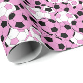 Roze Voetbal Collage Cadeaupapier (Rol Hoek)