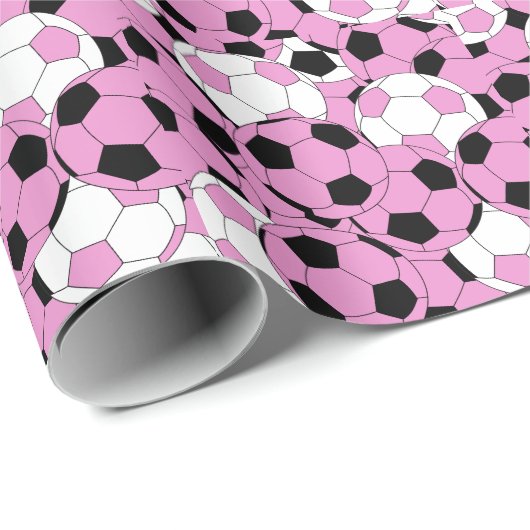 Roze Voetbal Collage Cadeaupapier (Rol Hoek)