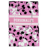 Roze Voetbal Collage Medium Cadeauzakje (Voorkant)