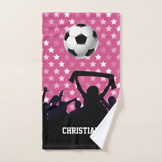 Roze Voetbal en ventilatoren Bad Handdoek (Handdoek)