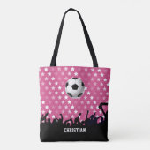 Roze Voetbal en ventilatoren Tote Bag (Achterkant)