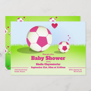 Roze Voetbal/Football Baby shower   Uitnodiging