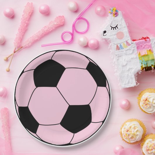 Roze Voetbal Football Papieren Bordje (Feest)
