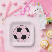 Roze Voetbal Football Papieren Bordje (Feest)