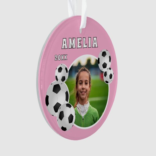 Roze Voetbal Football Sportfoto Ornament (voorkant)