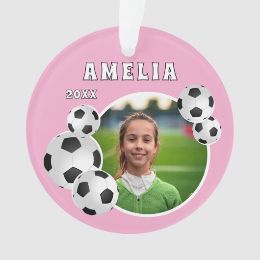 Roze Voetbal Football Sportfoto Ornament (voorkant)
