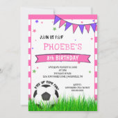 Roze Voetbal Girls Birthday Kaart (Voorkant)