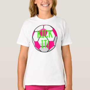 Roze voetbal KICK IT t-shirt