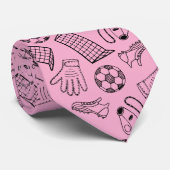 Roze Voetbal Materiaal Patroon Stropdas (Opgerold)