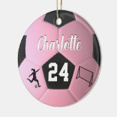 Roze Voetbal Meisjes Gepersonaliseerde Naam Gift Keramisch Ornament (Links)