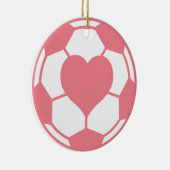 Roze Voetbal met hart Keramisch Ornament (Rechts)