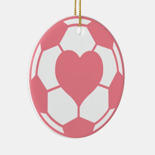 Roze Voetbal met hart Keramisch Ornament (Rechts)