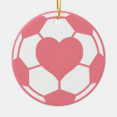 Roze Voetbal met hart Keramisch Ornament (Voorkant)