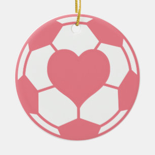 Roze Voetbal met hart Keramisch Ornament