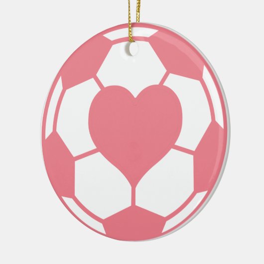 Roze Voetbal met hart Keramisch Ornament (Links)