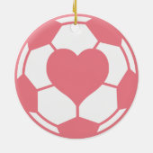 Roze Voetbal met hart Keramisch Ornament (Achterkant)