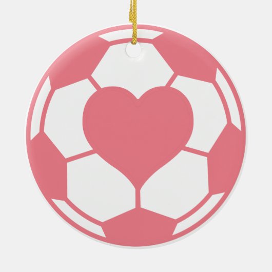 Roze Voetbal met hart Keramisch Ornament (Achterkant)