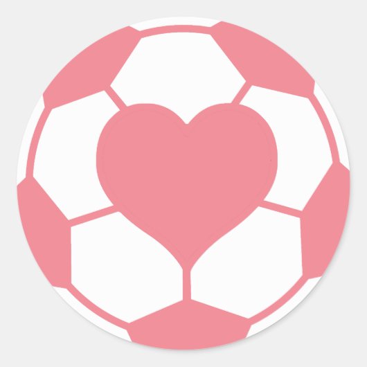 Roze Voetbal met hart Ronde Sticker (Voorkant)