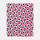 Roze Voetbal Nummer Patroon Fleece Deken (Voorkant)
