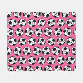 Roze Voetbal Nummer Patroon Fleece Deken (Voorkant (Horizontaal))