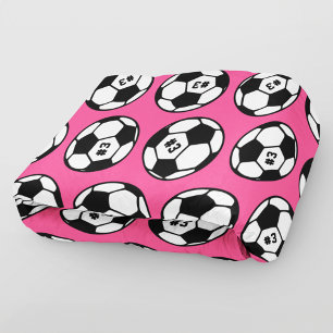 Roze Voetbal Nummer Patroon Fleece Deken
