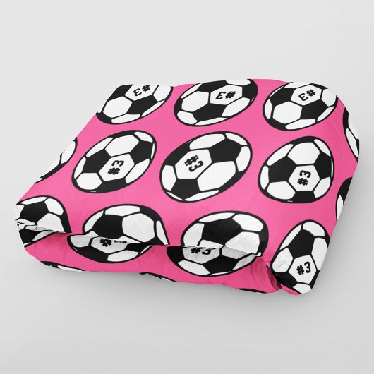 Roze Voetbal Nummer Patroon Fleece Deken