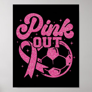 Roze Voetbal Om Een Genezing Te Kicken Borstkanker Poster