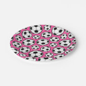 Roze voetbal papieren bordje (Gekanteld)