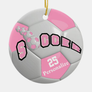 Roze Voetbal personaliseren Keramisch Ornament