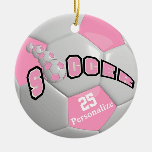 Roze Voetbal | Personaliseren Keramisch Ornament (Voorkant)