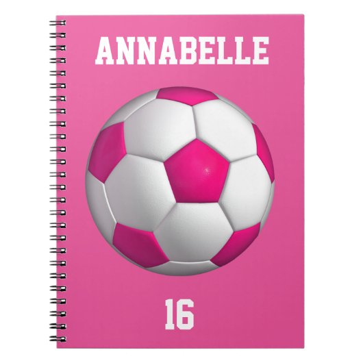 Roze Voetbal personaliseren Notitieboek (Voorkant)