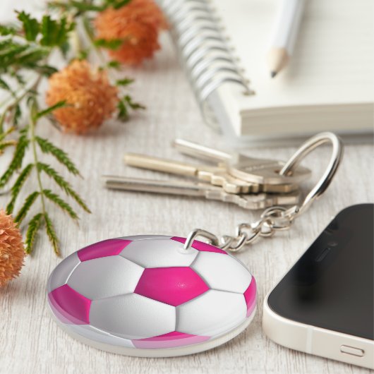 Roze Voetbal Sleutelhanger (Voorkant Rechts)