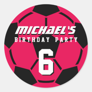Roze Voetbal Sport Birthday Party Stickers