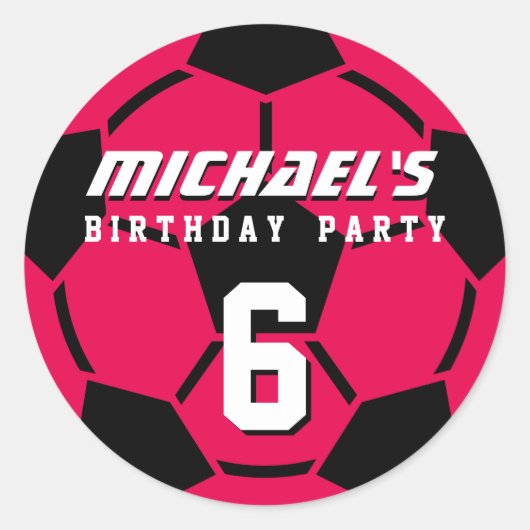 Roze Voetbal Sport Birthday Party Stickers (Voorkant)