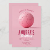 Roze voetbal verjaardag kaart (Voorkant / Achterkant)