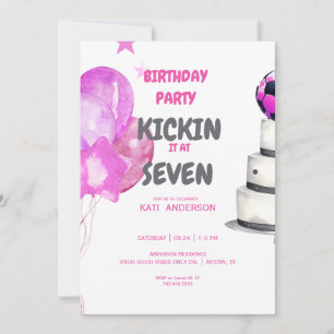 Roze Voetbal Verjaardagsfeestje Kickin it Kaart