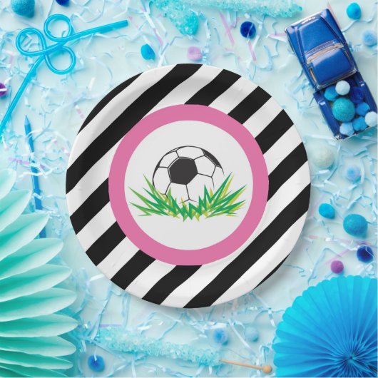 Roze Voetbal Verjaardagsfeestje Papier Borden Papieren Bordje (Feest)