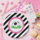 Roze Voetbal Verjaardagsfeestje Papier Borden Papieren Bordje (Feest)