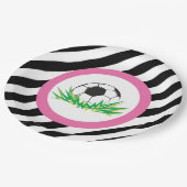 Roze Voetbal Verjaardagsfeestje Papier Borden Papieren Bordje (Gekanteld)