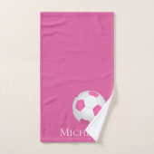 roze voetbal - voeg naam toe bad handdoek (Handdoek)