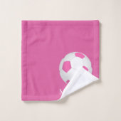 roze voetbal - voeg naam toe bad handdoek (Wasdoekje)