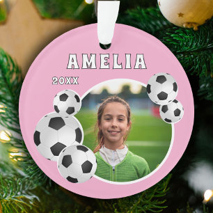 Roze Voetbal Voetbal Sporten Foto Ornament
