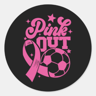 Roze Voetbalactie Tegen Borstkanker Ronde Sticker