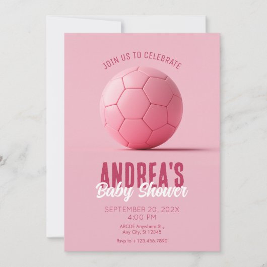 Roze voetballen baby shower kaart (Voorkant)