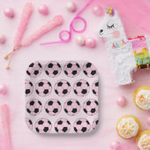 Roze Voetballen Football Papieren Bordje (Feest)